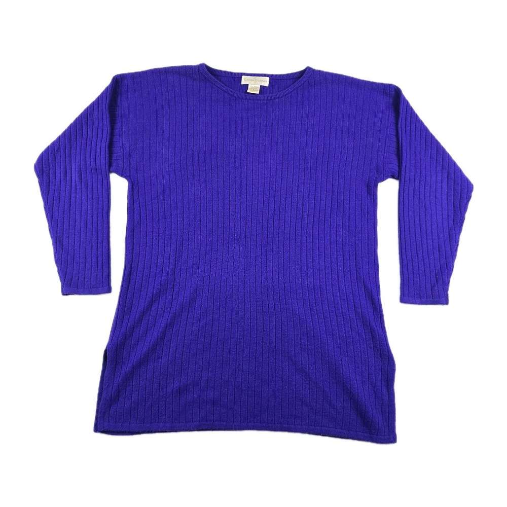 Casual Corner Sweater Vintage Women's Size Small Blue Ribbed Acrylic